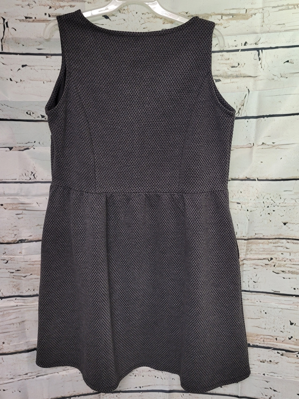 Penningtons Sleeveless Textured Fit & Flare Dress Gray Black Zip Front Pockets